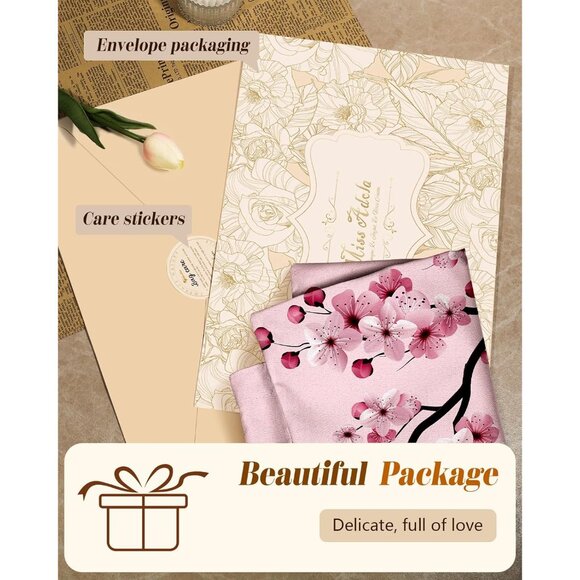 Chic Peach Blossom Cotton Tote Bag - Stylish & Spacious with Pocket & Buckle - Picture 5 of 6